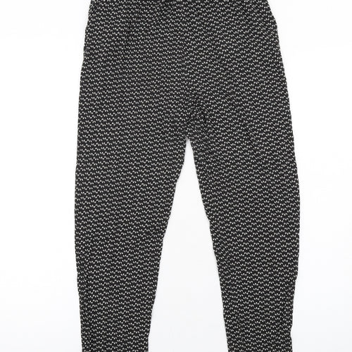 H&M Womens Black Geometric Viscose Bloomer Trousers Size S L28 in Regular