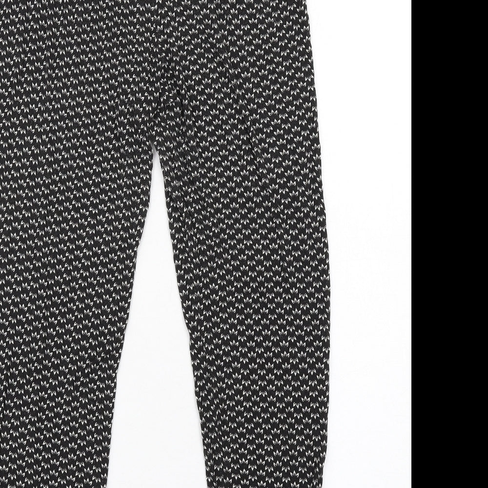H&M Womens Black Geometric Viscose Bloomer Trousers Size S L28 in Regular