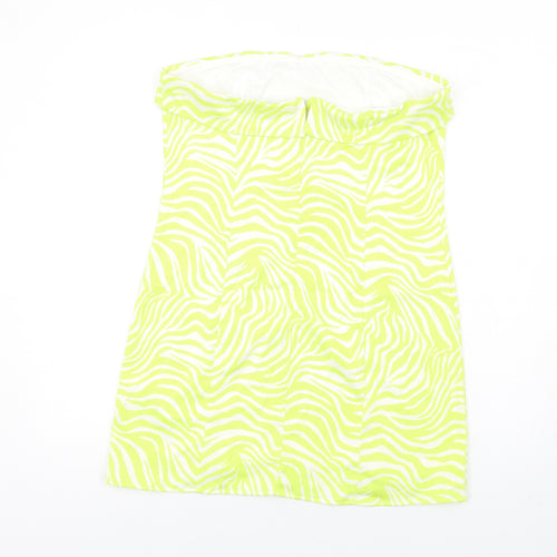 Gina Tricot Womens Green Animal Print Polyester Mini Size 16 Square Neck Zip - Zebra Print