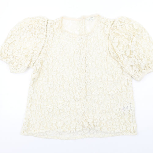 NEXT Womens Ivory Nylon Basic Blouse Size 18 Round Neck