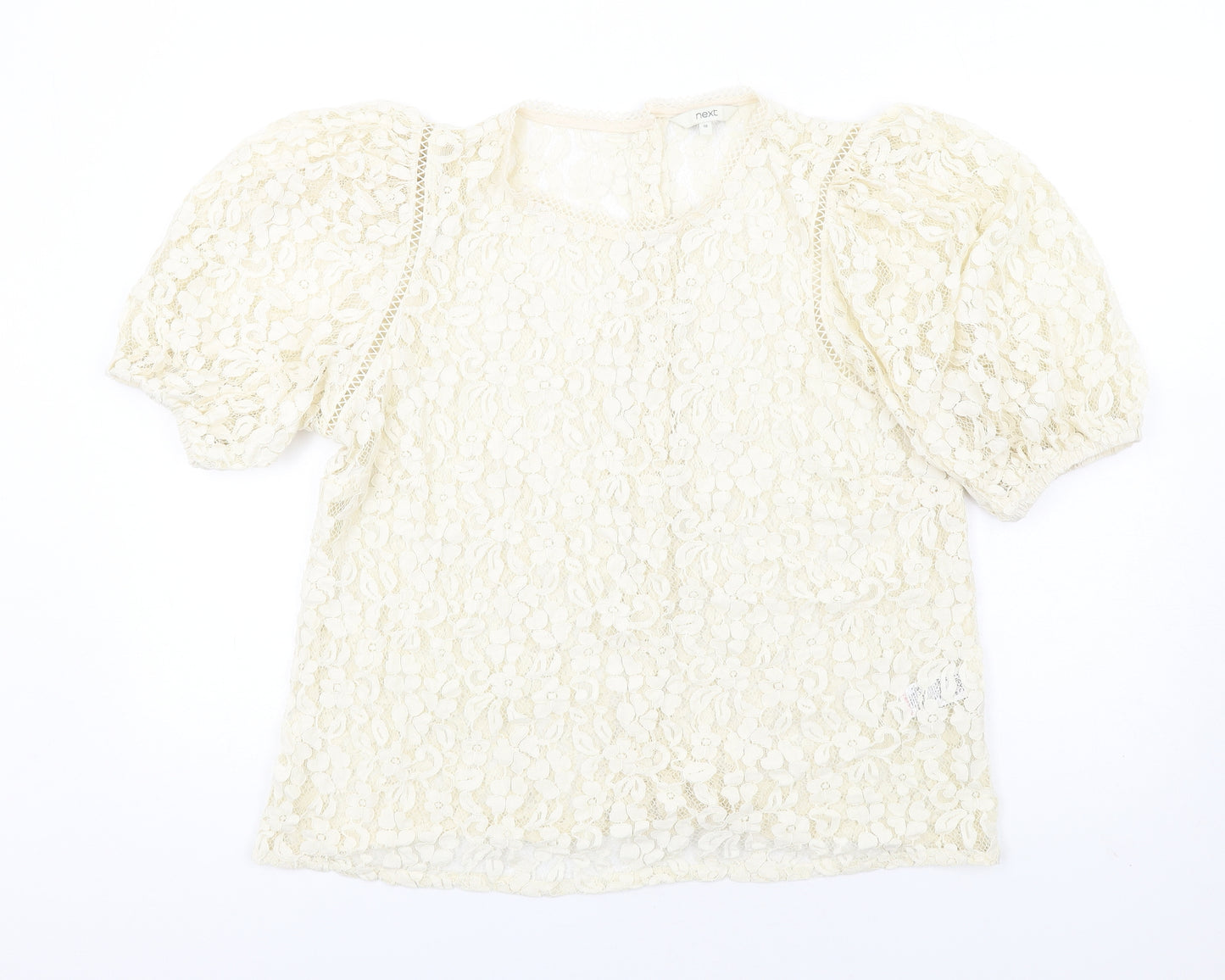 NEXT Womens Ivory Nylon Basic Blouse Size 18 Round Neck