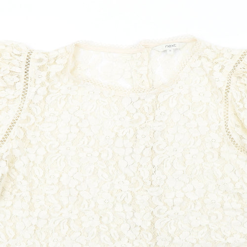 NEXT Womens Ivory Nylon Basic Blouse Size 18 Round Neck