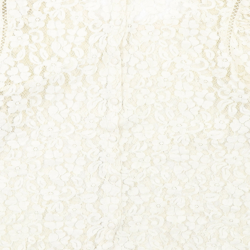 NEXT Womens Ivory Nylon Basic Blouse Size 18 Round Neck