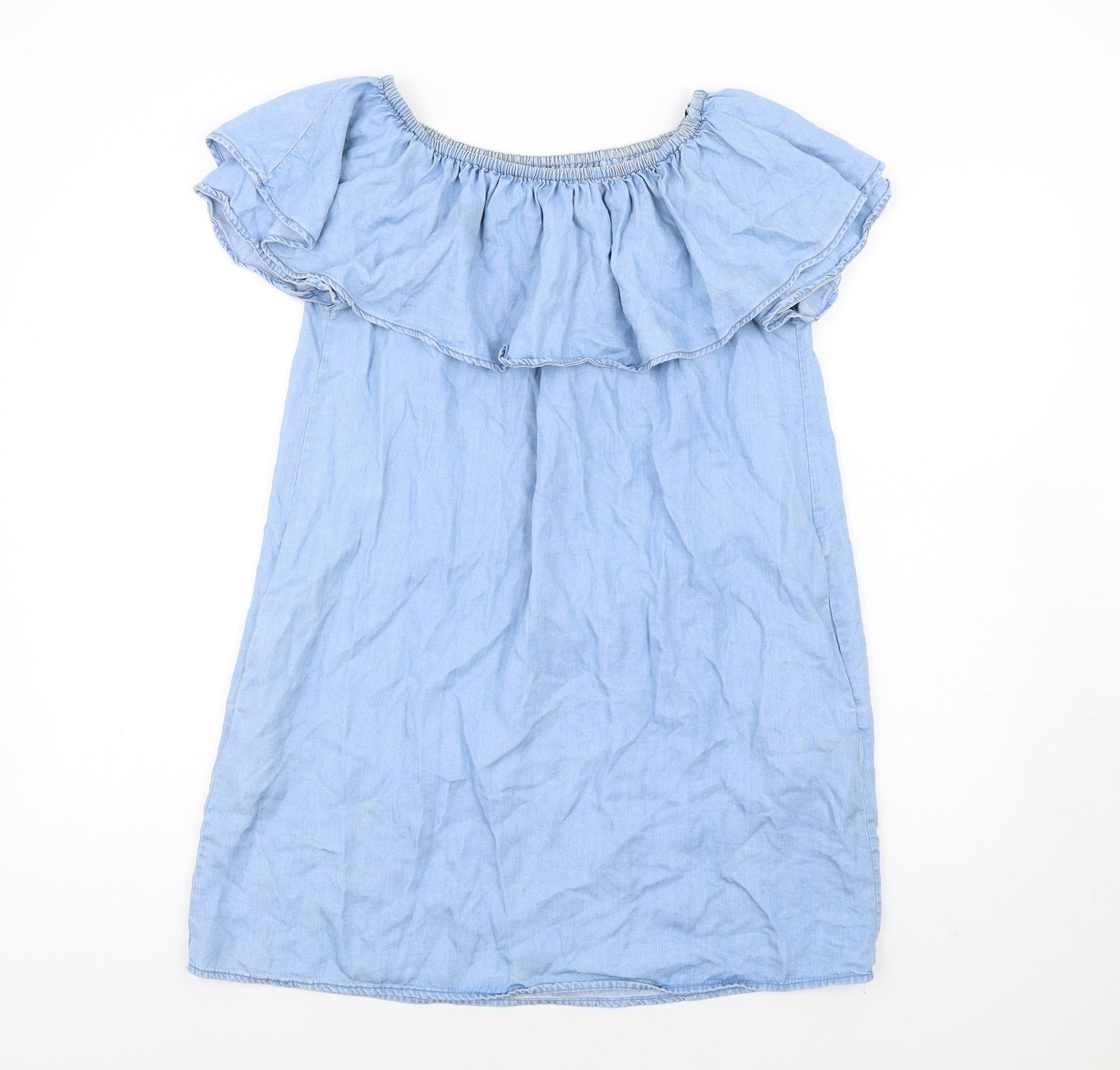 Zara Womens Blue Lyocell A-Line Size M Off the Shoulder Pullover