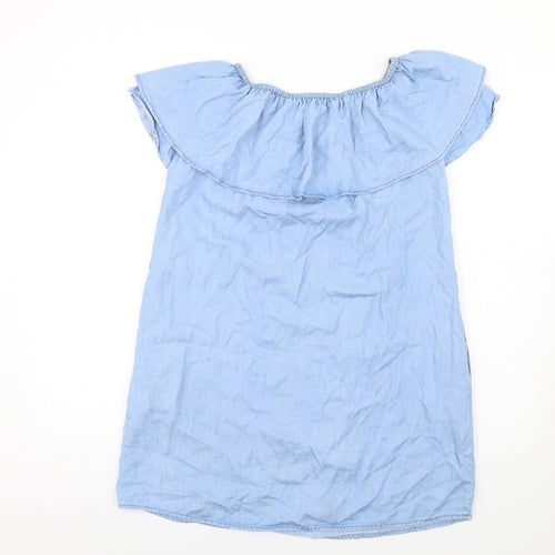 Zara Womens Blue Lyocell A-Line Size M Off the Shoulder Pullover