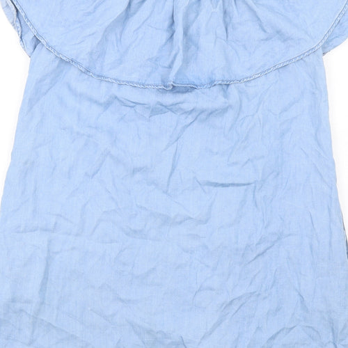 Zara Womens Blue Lyocell A-Line Size M Off the Shoulder Pullover