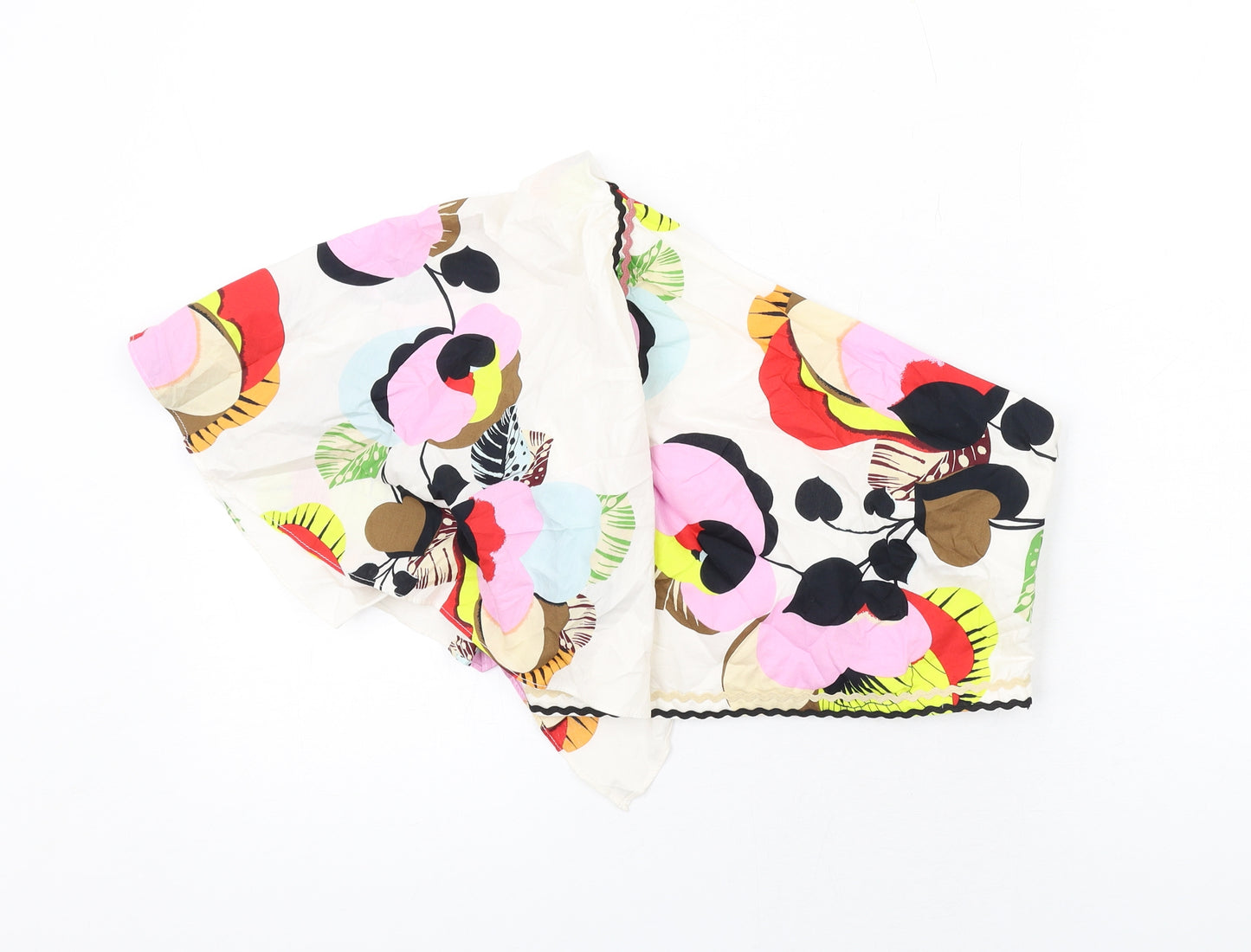 Zara Womens Multicoloured Geometric Cotton Cropped T-Shirt Size S One Shoulder