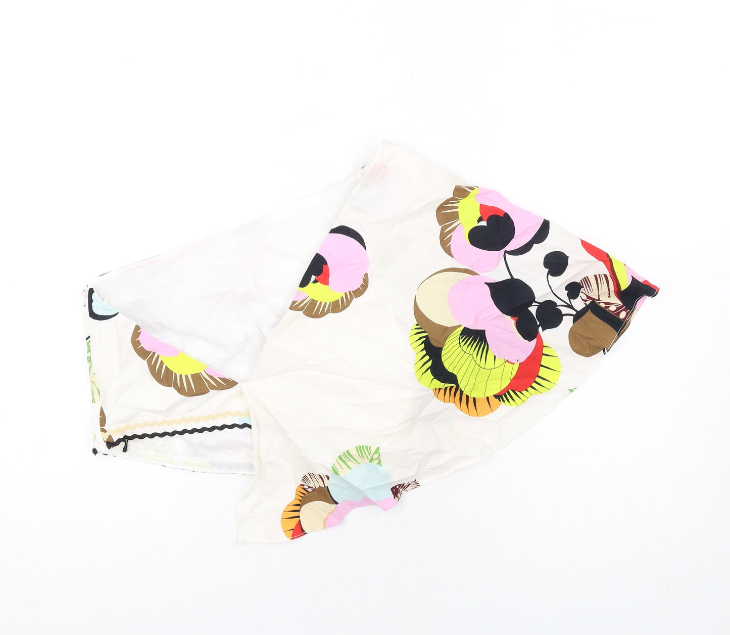 Zara Womens Multicoloured Geometric Cotton Cropped T-Shirt Size S One Shoulder