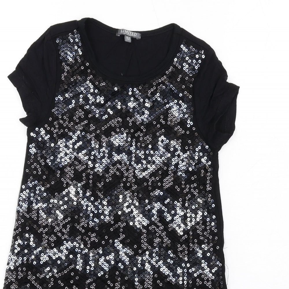 Marks and Spencer Girls Black Vinyl A-Line Size 8-9 Years Round Neck Pullover - Sequins