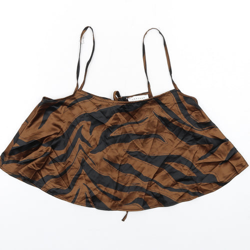 Topshop Womens Brown Geometric Polyester Camisole Tank Size 8 Scoop Neck