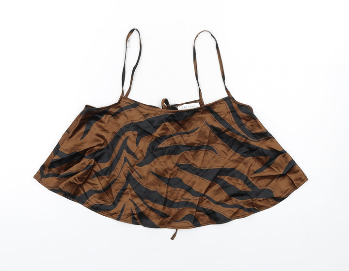 Topshop Womens Brown Geometric Polyester Camisole Tank Size 8 Scoop Neck