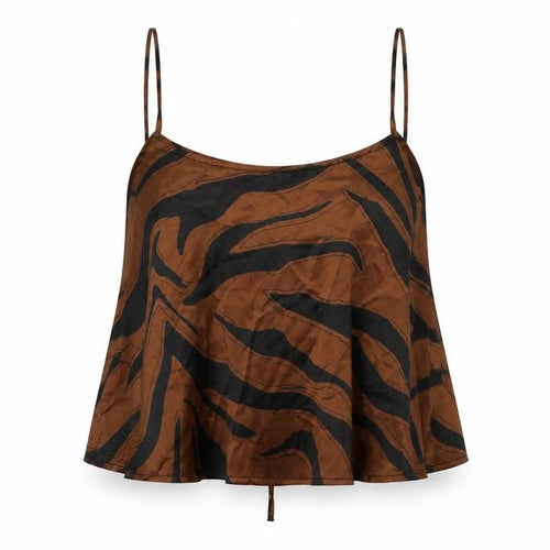 Topshop Womens Brown Geometric Polyester Camisole Tank Size 8 Scoop Neck