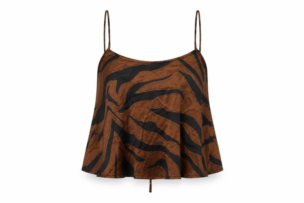 Topshop Womens Brown Geometric Polyester Camisole Tank Size 8 Scoop Neck