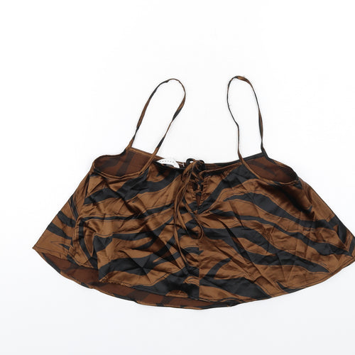 Topshop Womens Brown Geometric Polyester Camisole Tank Size 8 Scoop Neck