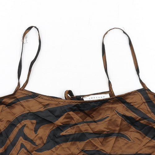 Topshop Womens Brown Geometric Polyester Camisole Tank Size 8 Scoop Neck