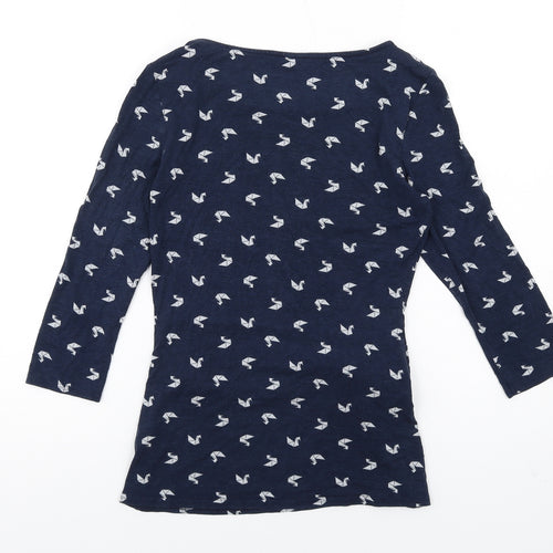 Phase Eight Womens Blue Geometric Viscose Basic T-Shirt Size 8 Round Neck