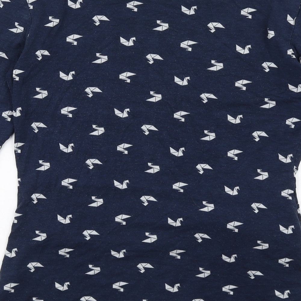 Phase Eight Womens Blue Geometric Viscose Basic T-Shirt Size 8 Round Neck