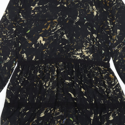 Label Lab Womens Black Polyester A-Line Size 10 Round Neck Button