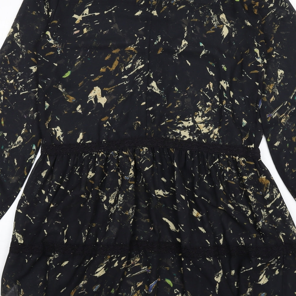 Label Lab Womens Black Polyester A-Line Size 10 Round Neck Button