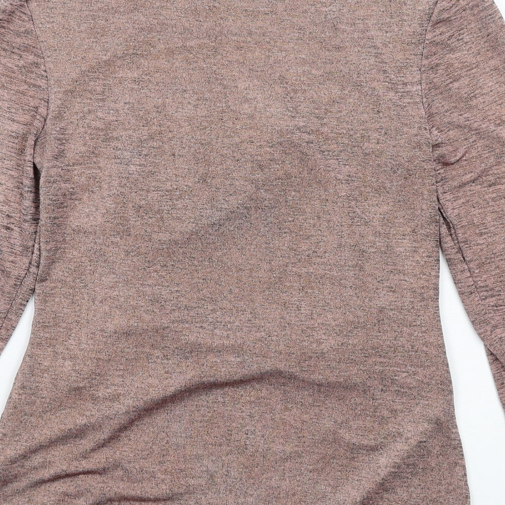 Roman Womens Pink Polyester Basic T-Shirt Size 10 Cowl Neck