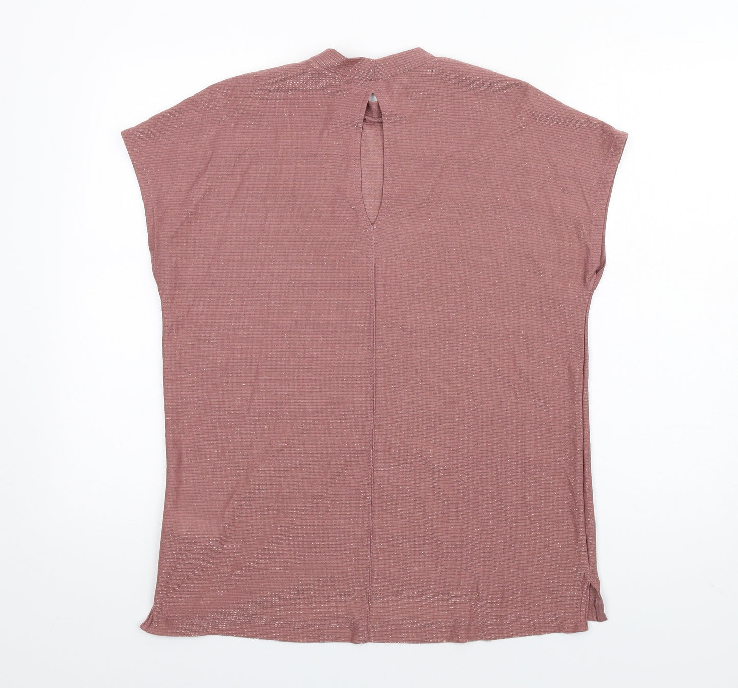 NEXT Womens Pink Polyester Basic T-Shirt Size 14 Mock Neck