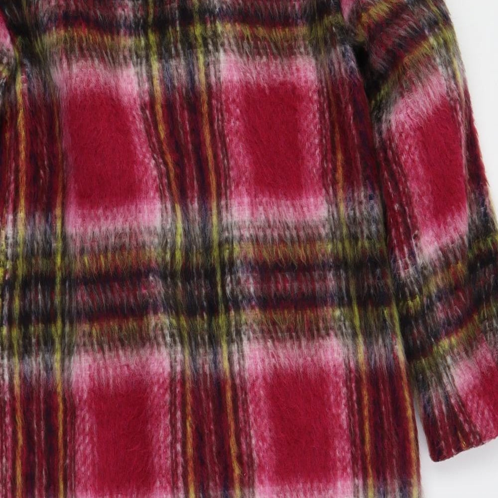 Marks and Spencer Womens Pink Plaid Overcoat Coat Size S Button