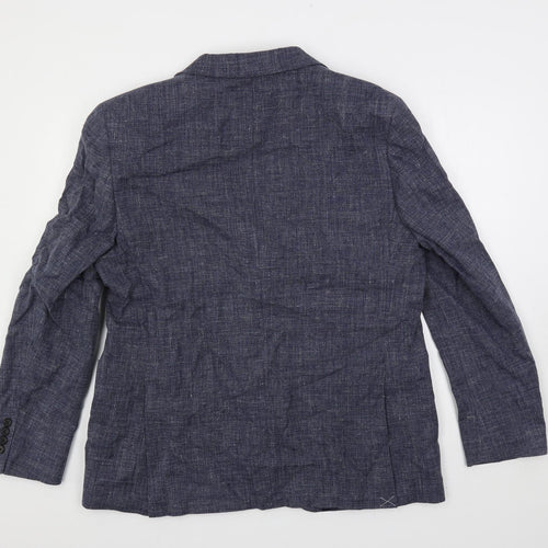 Marks and Spencer Mens Blue Linen Jacket Blazer Size 44 Regular