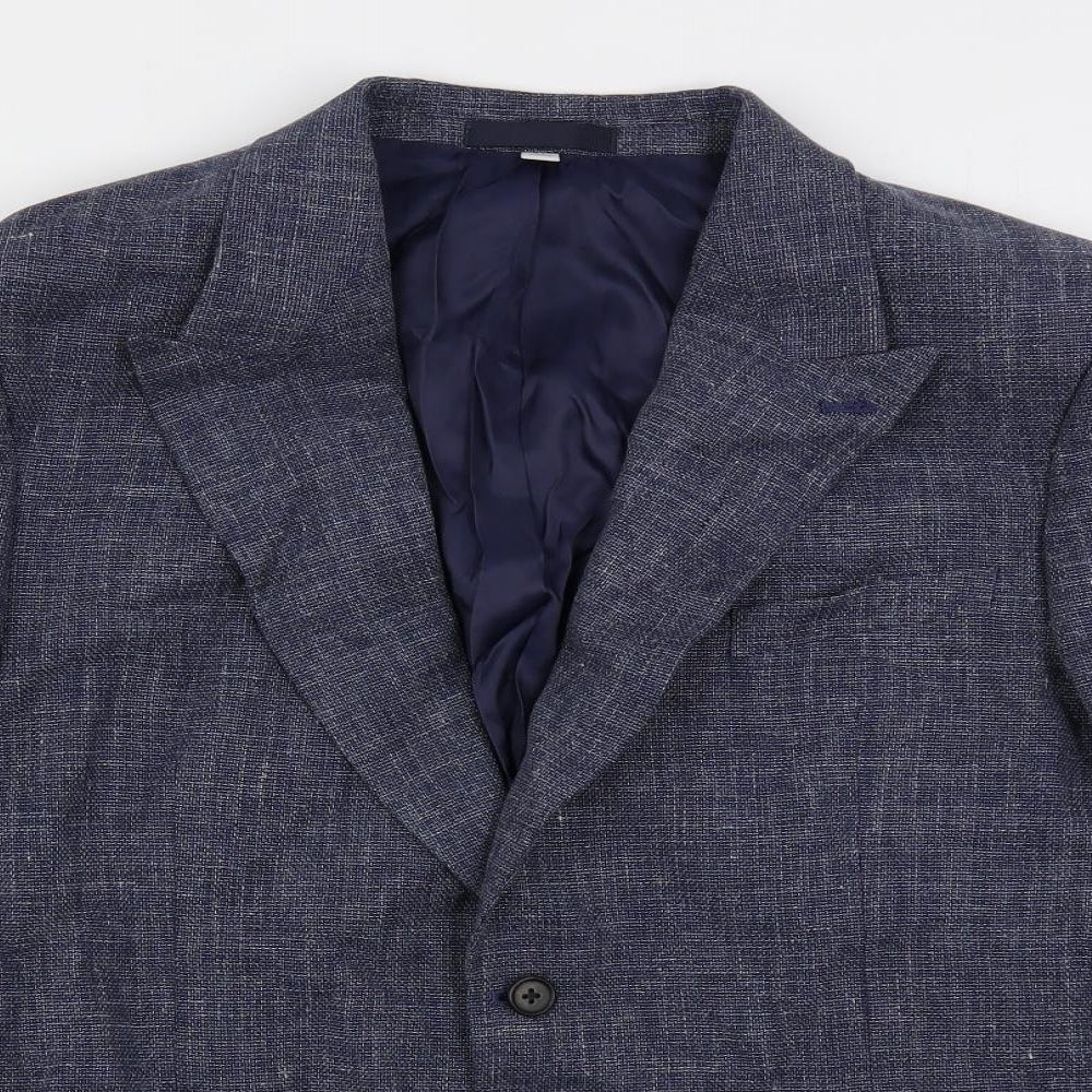 Marks and Spencer Mens Blue Linen Jacket Blazer Size 44 Regular