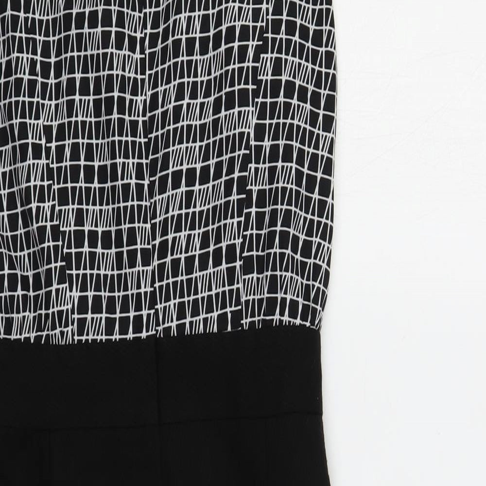 NEXT Womens Black Geometric Polyester Pencil Dress Size 10 V-Neck Zip
