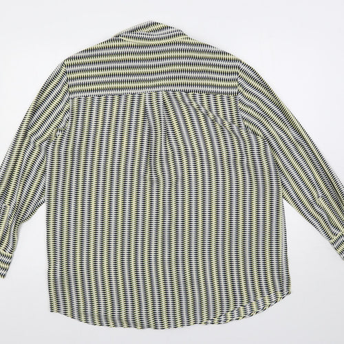 Marks and Spencer Womens Multicoloured Geometric Polyester Basic Button-Up Size 14 Collared