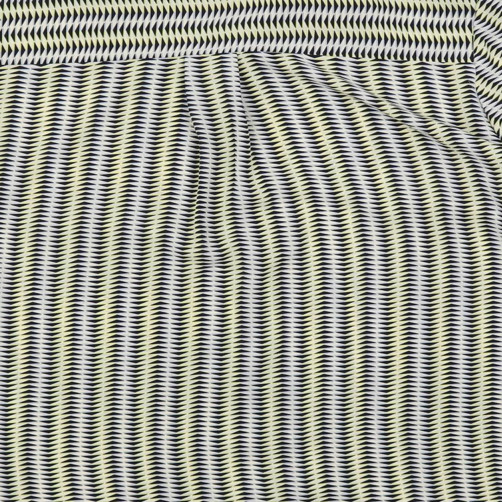 Marks and Spencer Womens Multicoloured Geometric Polyester Basic Button-Up Size 14 Collared