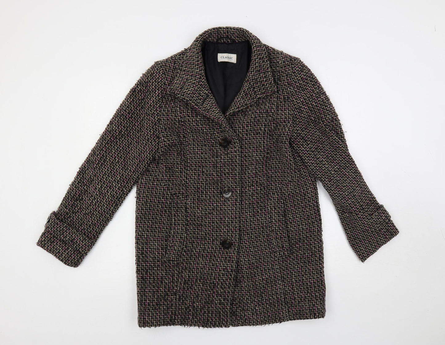 Marks and Spencer Womens Multicoloured Overcoat Coat Size 10 Button