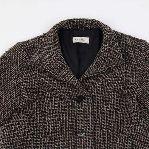 Marks and Spencer Womens Multicoloured Overcoat Coat Size 10 Button