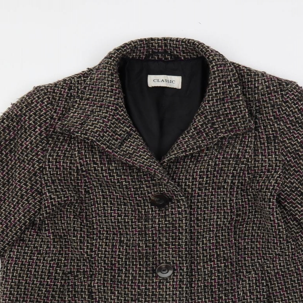 Marks and Spencer Womens Multicoloured Overcoat Coat Size 10 Button