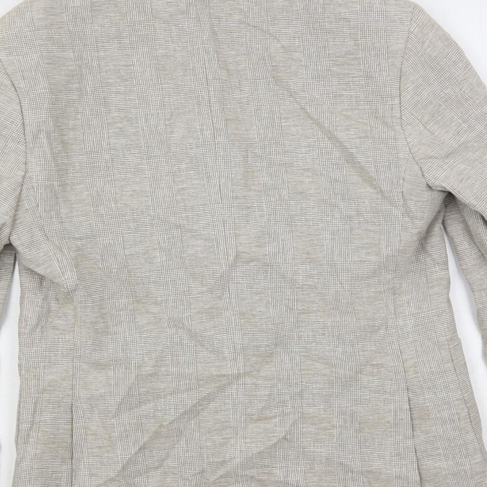 Marks and Spencer Mens Beige Plaid Linen Jacket Blazer Size 40 Regular