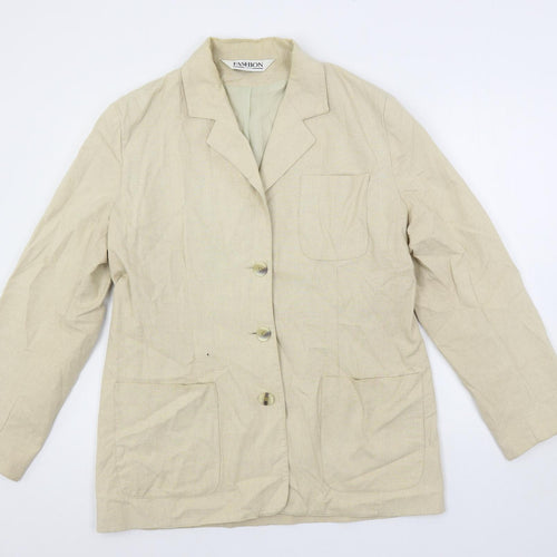 Fashion Inc Womens Beige Jacket Blazer Size 16 Button