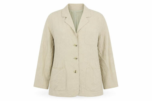 Front view of Fashion Inc women’s beige jacket blazer, size UK 16, button