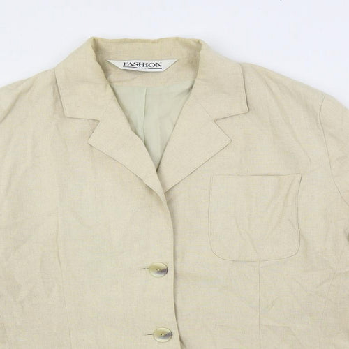 Fashion Inc Womens Beige Jacket Blazer Size 16 Button