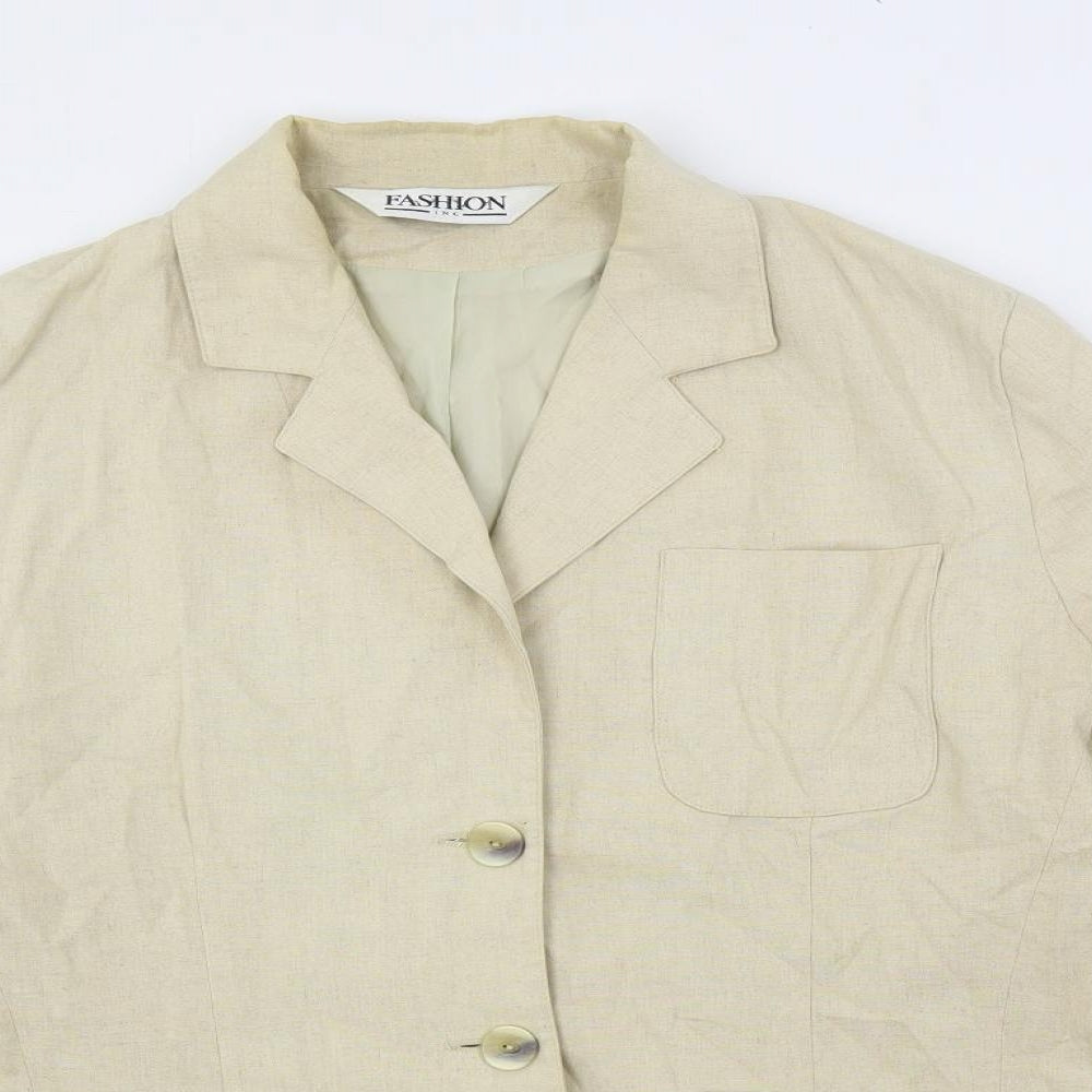 Fashion Inc Womens Beige Jacket Blazer Size 16 Button