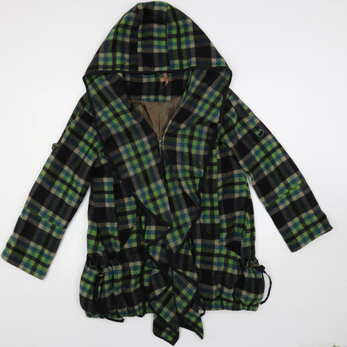 Jolie Moi Womens Green Plaid Jacket Size 10 Zip - Hooded