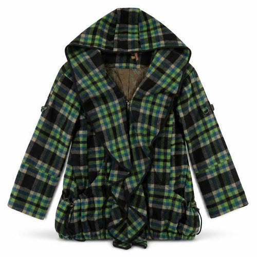 Jolie Moi Womens Green Plaid Jacket Size 10 Zip - Hooded