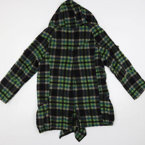 Jolie Moi Womens Green Plaid Jacket Size 10 Zip - Hooded