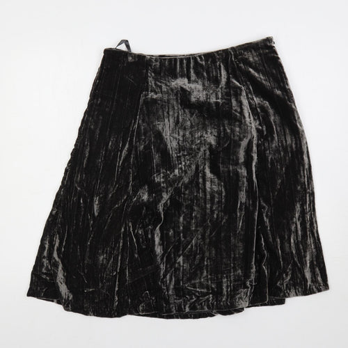 White Stuff Womens Grey Viscose A-Line Skirt Size 10 Zip - Lined