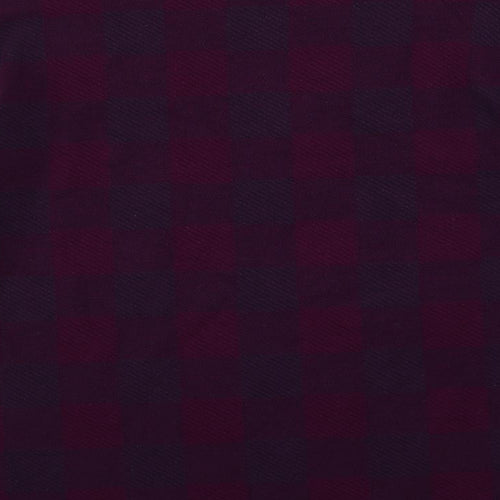 Marks and Spencer Womens Purple Check Polyester Basic Blouse Size 16 Round Neck