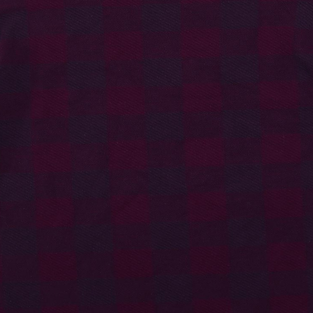 Marks and Spencer Womens Purple Check Polyester Basic Blouse Size 16 Round Neck