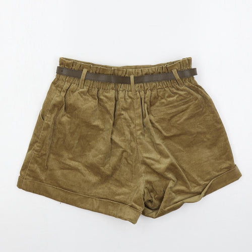 Cider Womens Brown Polyester Hot Pants Shorts Size M L3 in Regular Zip - Belted