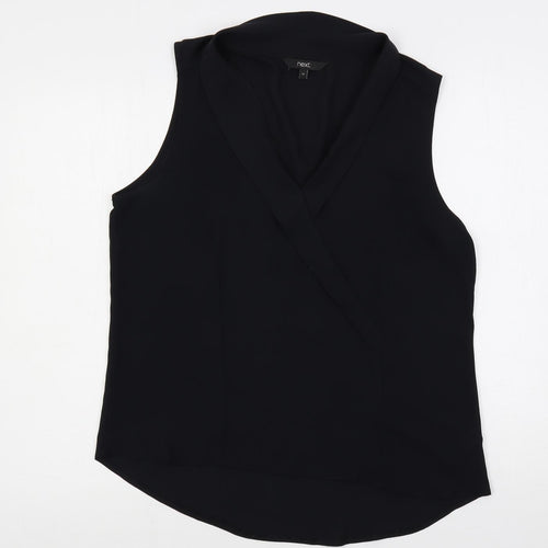 NEXT Womens Black Polyester Basic Blouse Size 14 Collared