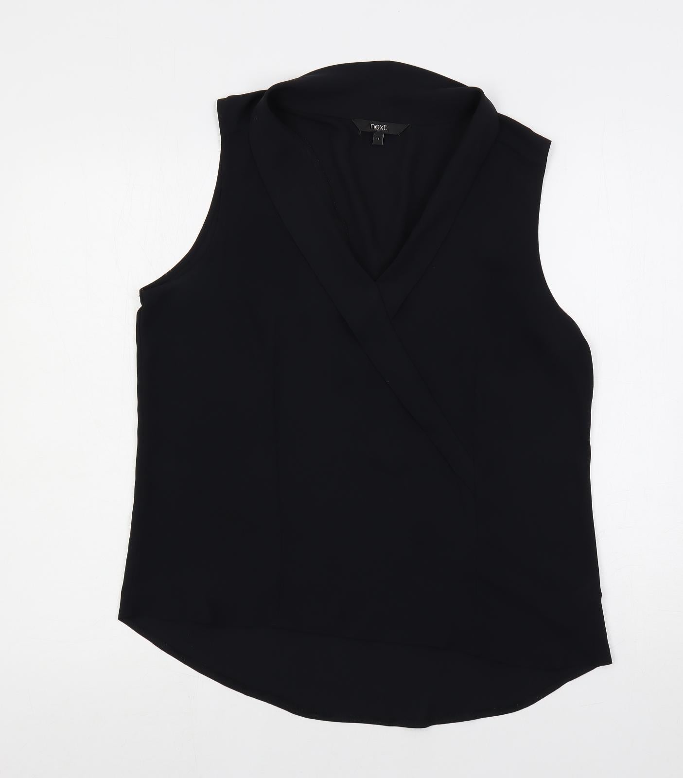 NEXT Womens Black Polyester Basic Blouse Size 14 Collared