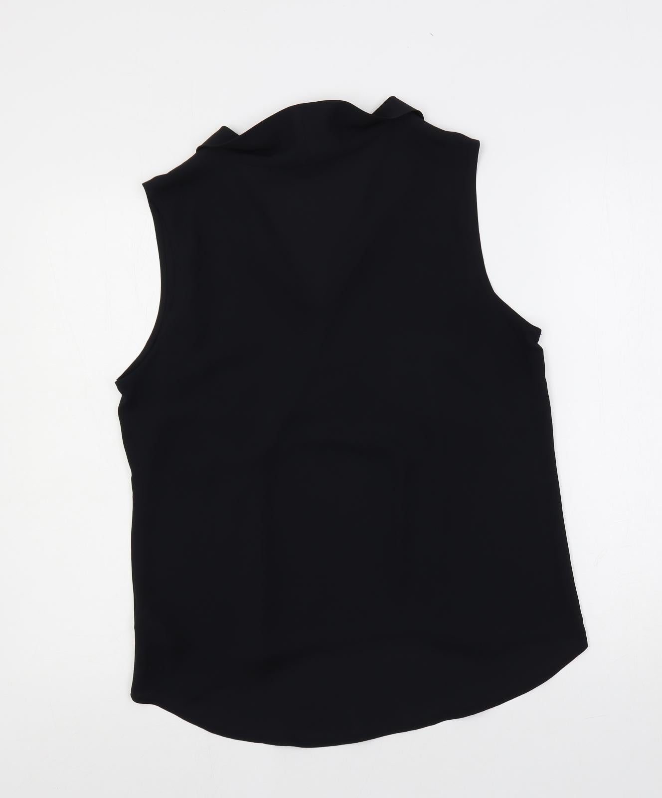 NEXT Womens Black Polyester Basic Blouse Size 14 Collared