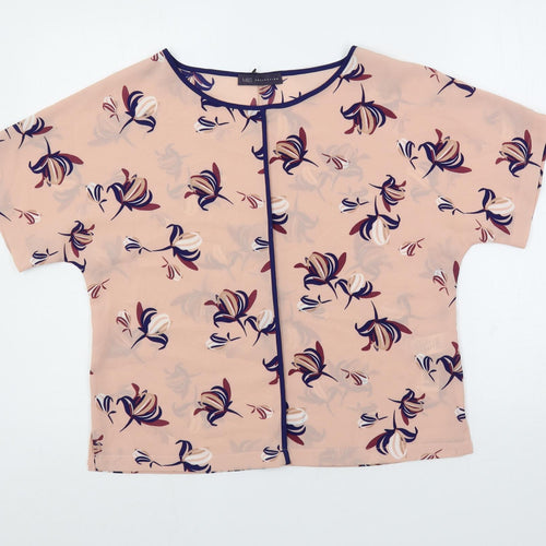 Marks and Spencer Womens Pink Floral Polyester Basic Blouse Size 10 Round Neck